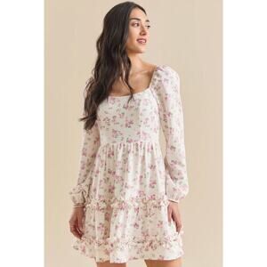 Altar'd State Ellie Floral Mini Dress Cottagecore Coquette Fairy Milkmaid Sz S